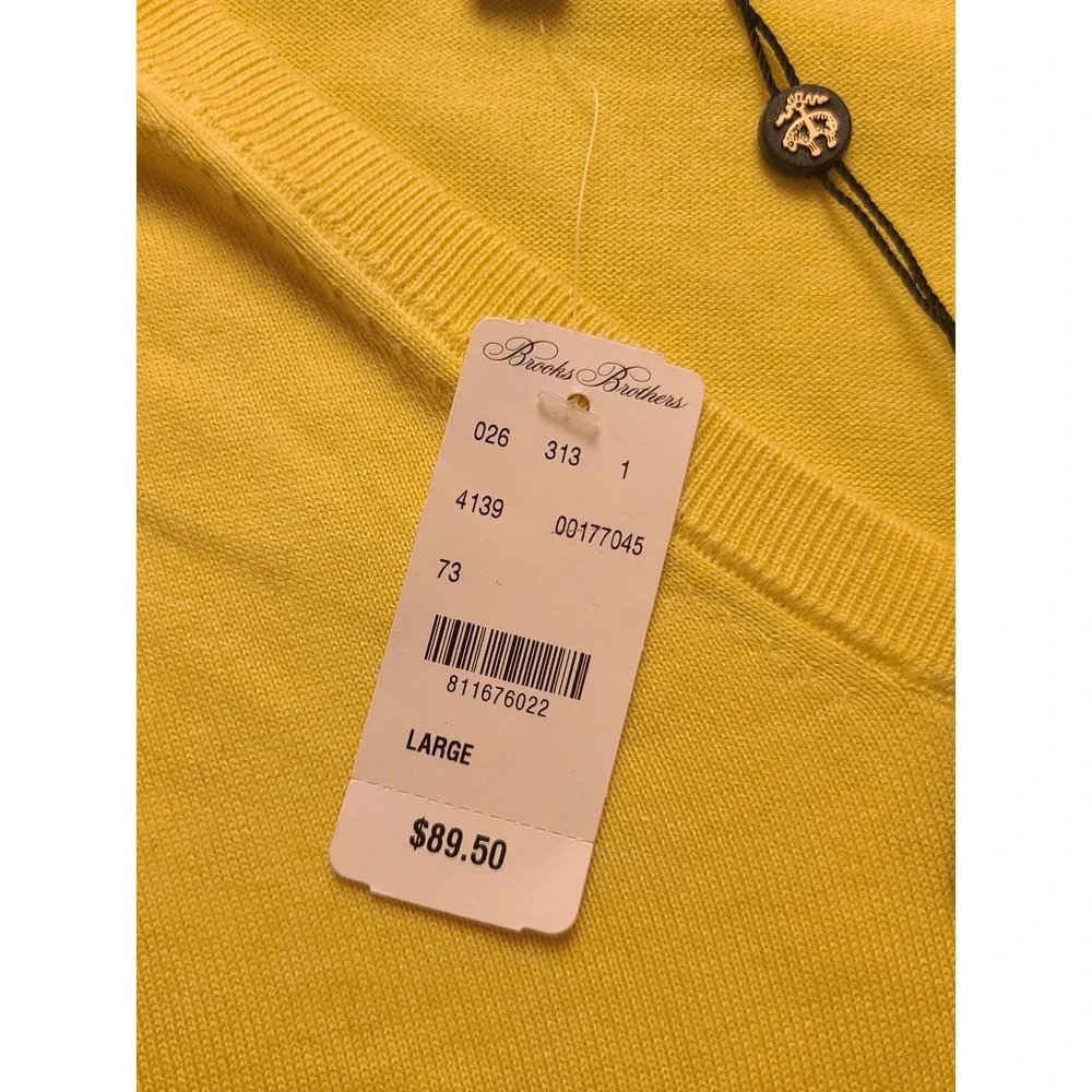 Brooks‎ Brothers Men's Supima Cotton V-Neck Sweater Yellow L Long sleeve New NWT